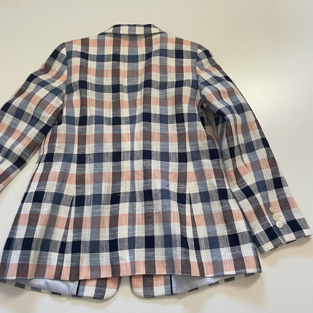 Talbots Vivid Jacket Blazer Plaid Cotton Single Button Preppy Spring Modern Pink - Picture 7 of 16